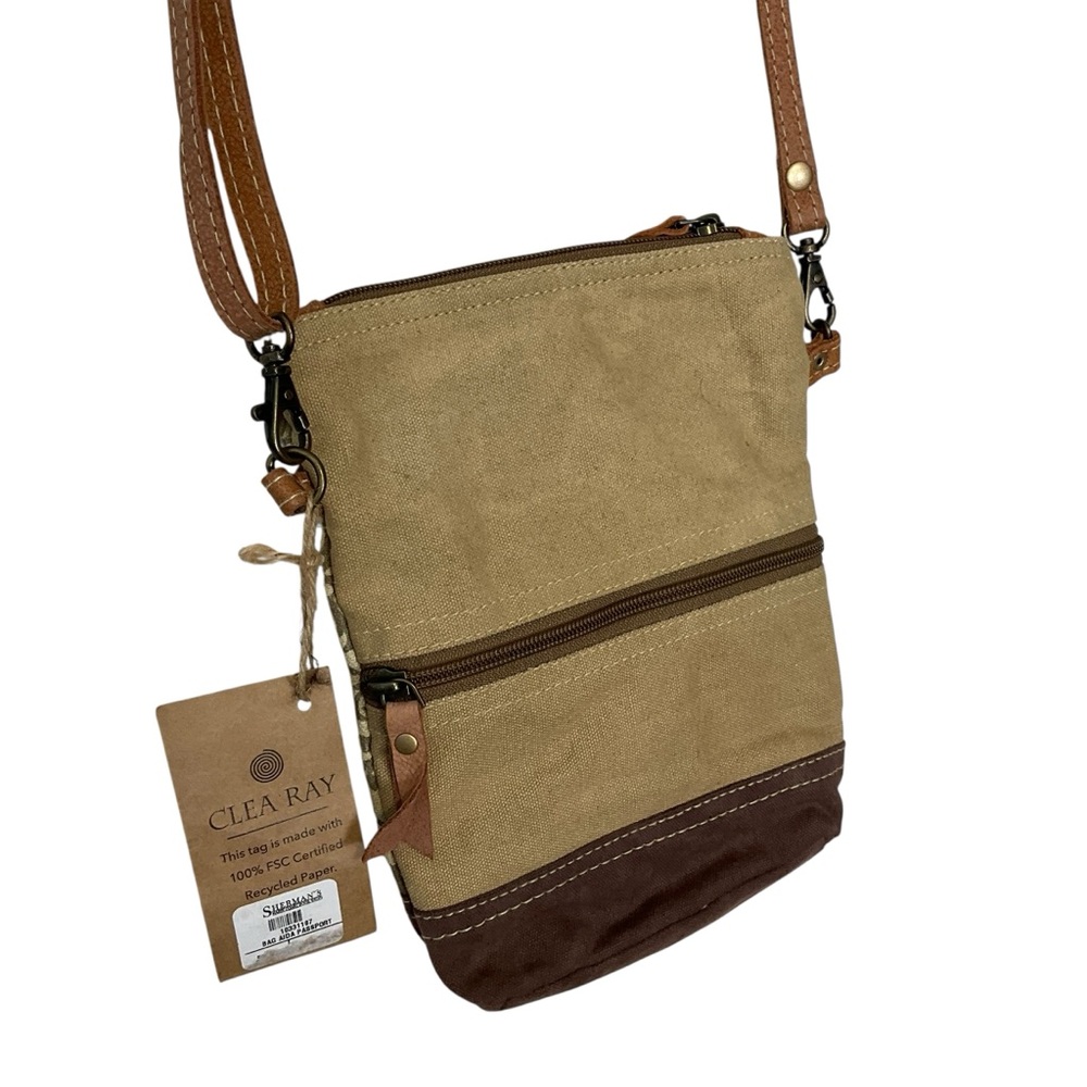 CLEA RAY Small Crossbody bag - The Aida Passport Handmade Repurposed Military - Picture 2 of 8